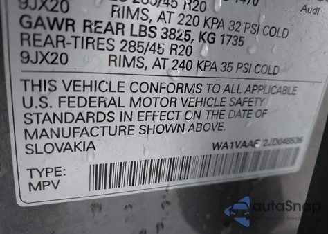 2018 Audi Q7 3.0T Premium z USA, uszkodzony, nr VIN WA1VAAF72JD048536